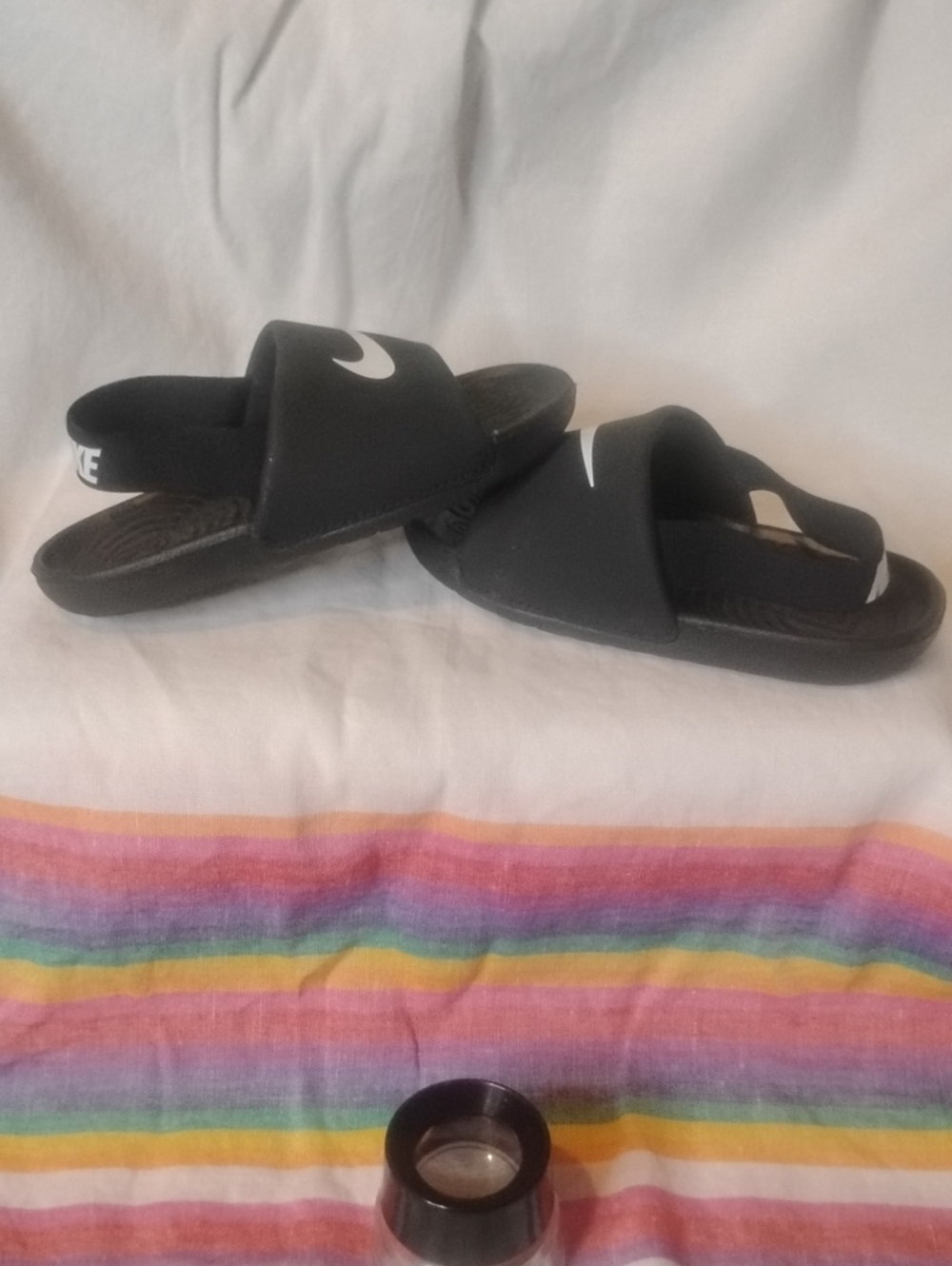 Nike Black Kids' Slide Sandals with White Swoosh